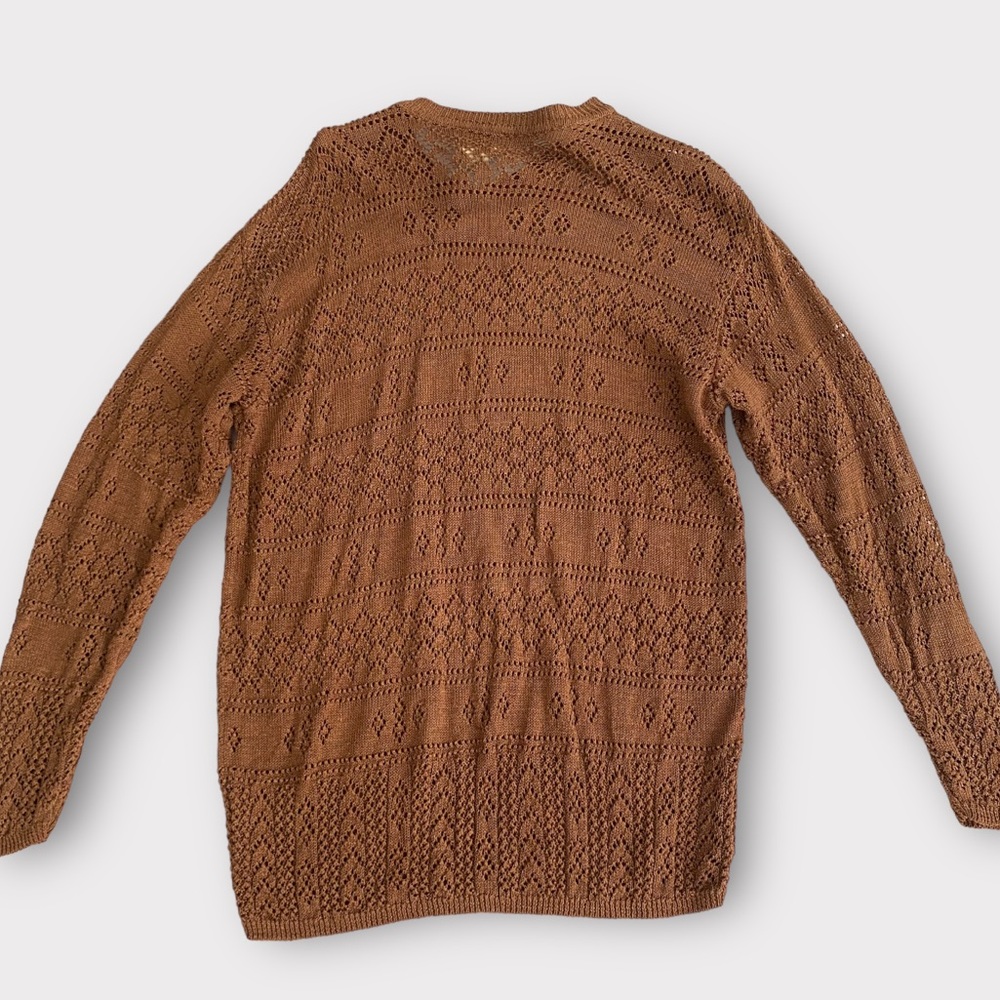 Vintage Saks Fifth Avenue Women’s Sweater Medium Linen Blend Crochet Detail - Picture 5 of 5
